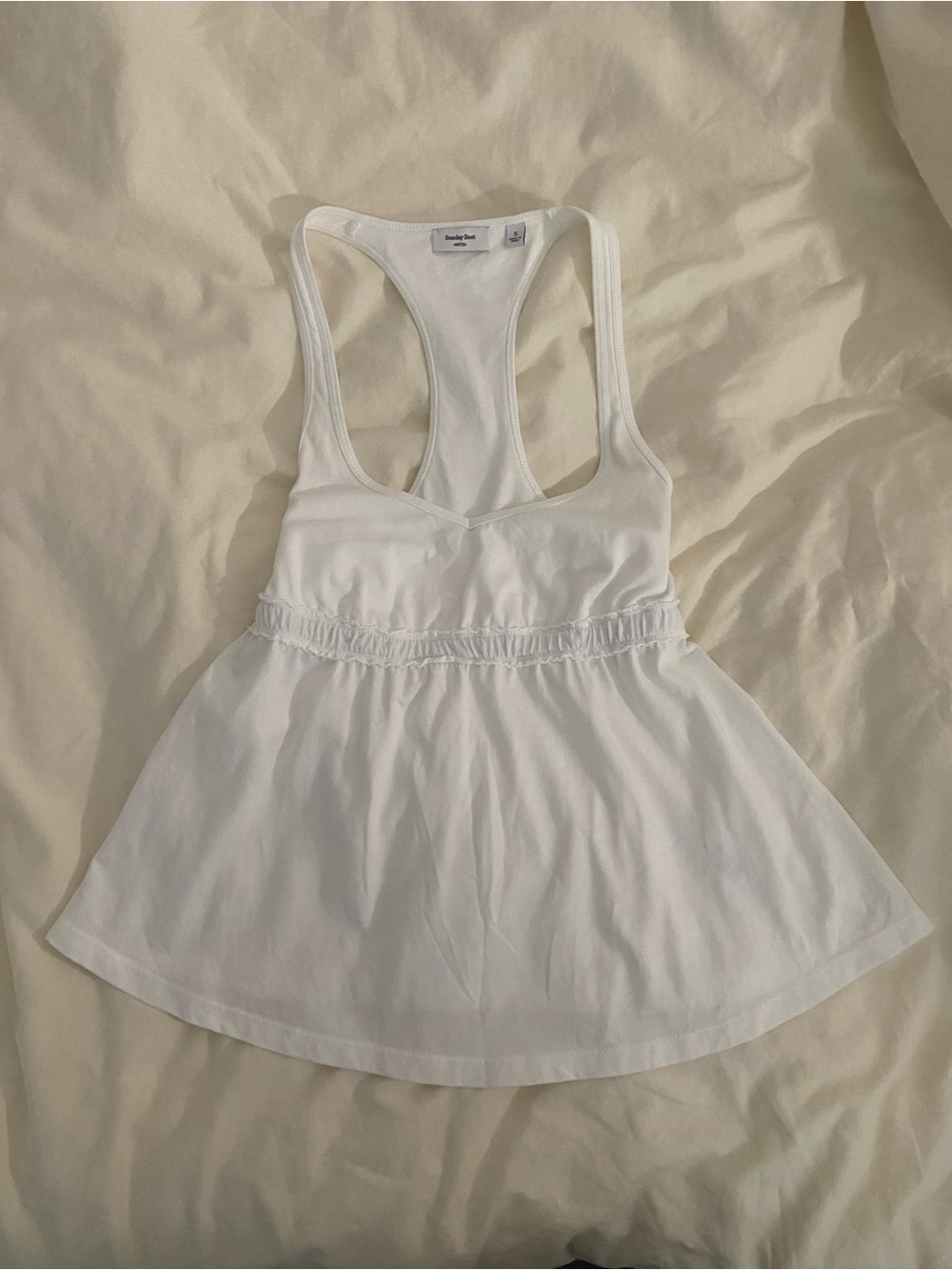 Aritzia Sunday Best White Ribbed Racerback Top